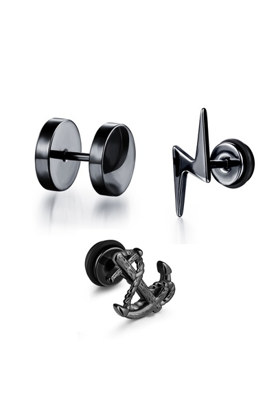 Firetti Ohrstecker-Set »Fake Plug Set Kreis,Anker,Blitz«, (Set, 3 tlg.)