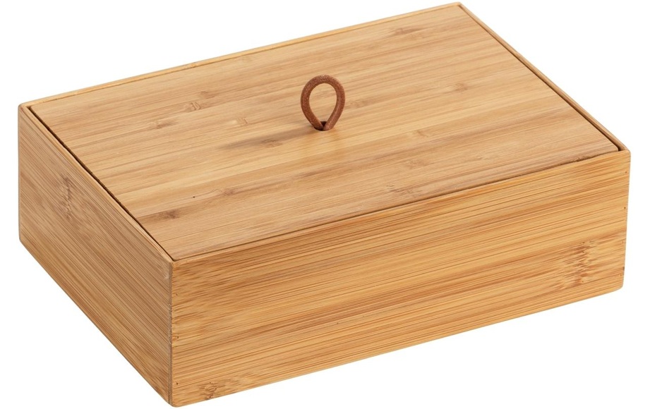 Wenko Box , Terra , Braun , Holz , Bambus , massiv , 22x7x15 cm , Natur,Echtholz , Deckel , 004332052711