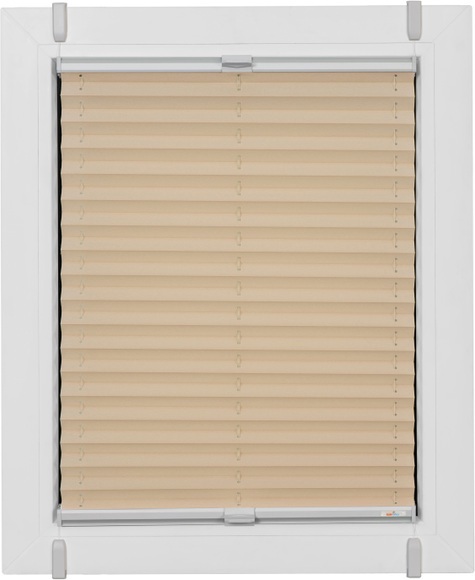 sunlines Plissee »One Size Style Crepe«, blickdicht, ohne Bohren, verspannt, Zubehörfarbe grau, zum Klemmen