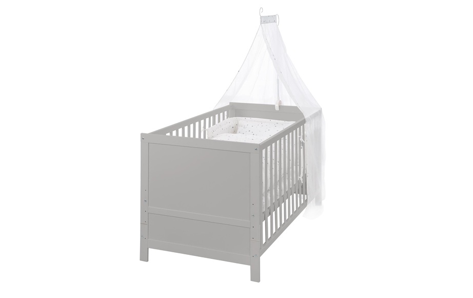 roba® Komplettbett »Sternenzauber, taupe«, (7 tlg.), inkl. Babybett, Matratze, Lattenrost, Himmelstange mit Himmel, Nestchen und Bettwäsche