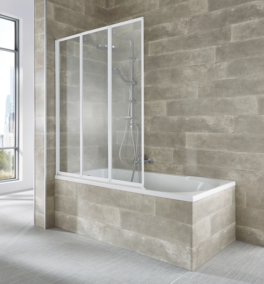welltime Badewannenaufsatz »Nassau«, (3 tlg.), Badewannenfaltwand, Spritzschutzwand für Badewanne, Glaswand bestehend aus 3 Elementen, Duschwand gerahmt