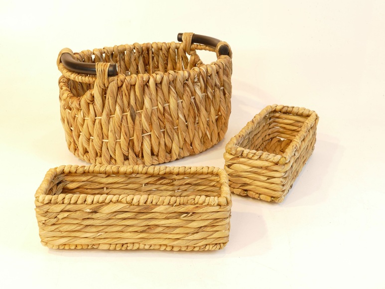 ARTRA Aufbewahrungskorb »Aufbewahrungskörbe KEA S mit Holzgriff und Besteckkörbe 2er Set aus Wasserhyazinthe natur«, (1 St.)