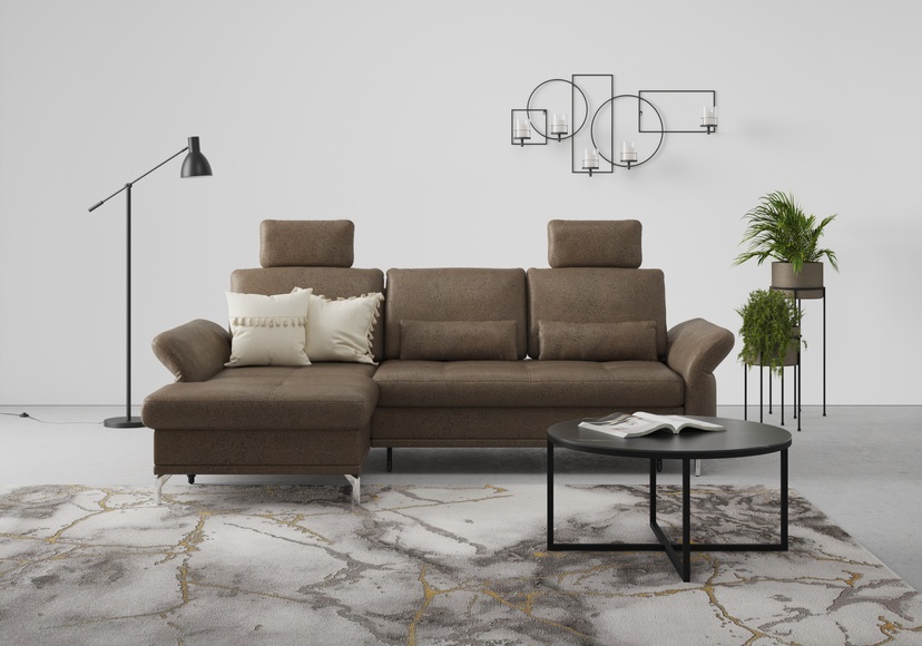 INOSIGN Ecksofa »Palm Beach«, Federkern, mit Sitztiefenverstellung, wahlweise mit Bettfunktion, Bettkasten und Armteilverstellung