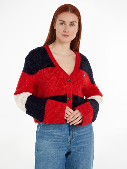 Tommy Jeans Strickjacke »TJW COLORBLOCK CARDIGAN«, mit Logopatch