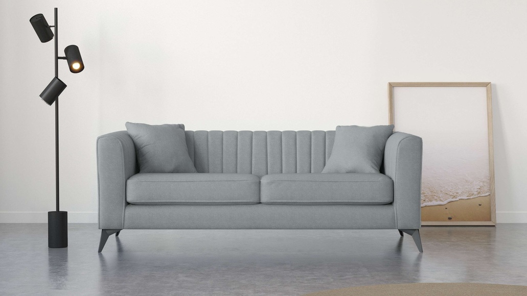 Places of Style 3-Sitzer »MATTHEW B/T/H: 201/86/74 cm«, feine Steppung im Rückenbereich, lose Sitzkissen, incl. Zierkissen