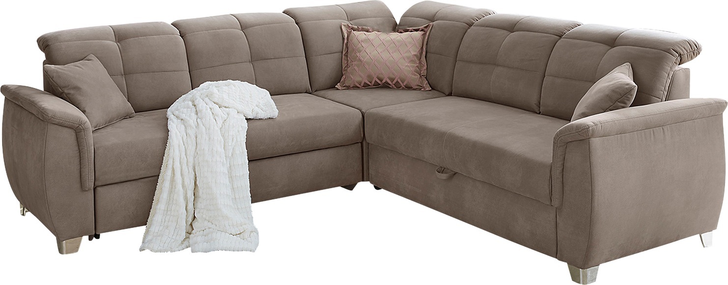 Jockenhöfer Gruppe Ecksofa, mit 6 individuell, verstellbaren Kopfteilen, Gästebett- und Relaxfunktion, Nosagfederung