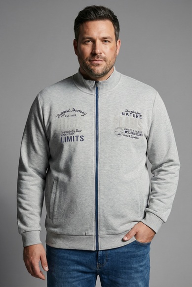 Mans World Plus Sweatjacke aus angerauter Sweatware, Regular Fit, Langarm-Design