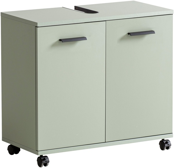 welltime Waschbeckenunterschrank »Palermo, Breite 59 cm«, Metallbeschläge, Siphonausschnitt