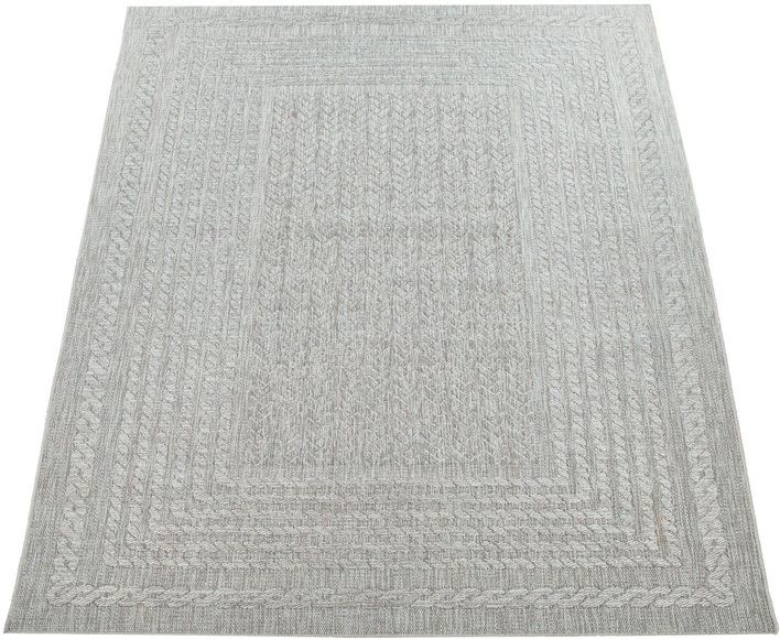 Paco Home Teppich »Liege 390«, rechteckig, 4 mm Höhe, Flachgewebe, melierte Sisal Optik, mit Bordüre, In- und Outdoor geeignet, Wohnzimmer