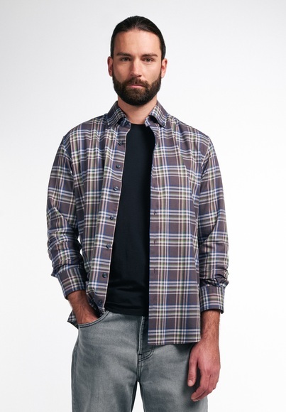ETERNA LANGARM HEMD REGULAR FIT UPCYCLING SHIRT FLANELL