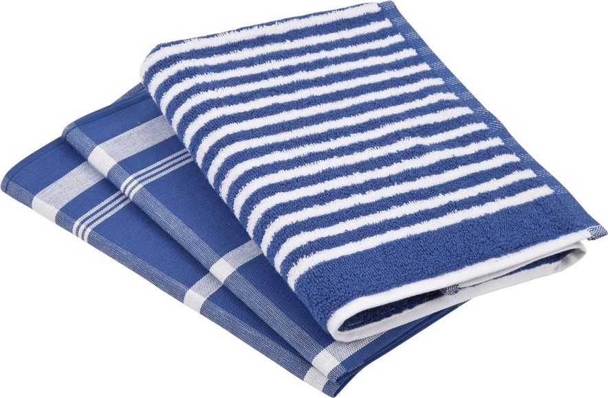 ROSS Geschirrtuch »Exclusiv«, (Set, 3 tlg.), 1x Küchen-Frottiertuch 50x50 cm mit Streifen und 2 Geschirrtücher 50x70 cm mit Karodesign