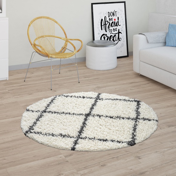 Paco Home Hochflor-Teppich »Kalmar 441«, rund, 40 mm Höhe, Scandi Design, Rauten Muster, weich & kuschelig, ideal im Wohnzimmer & Schlafzimmer