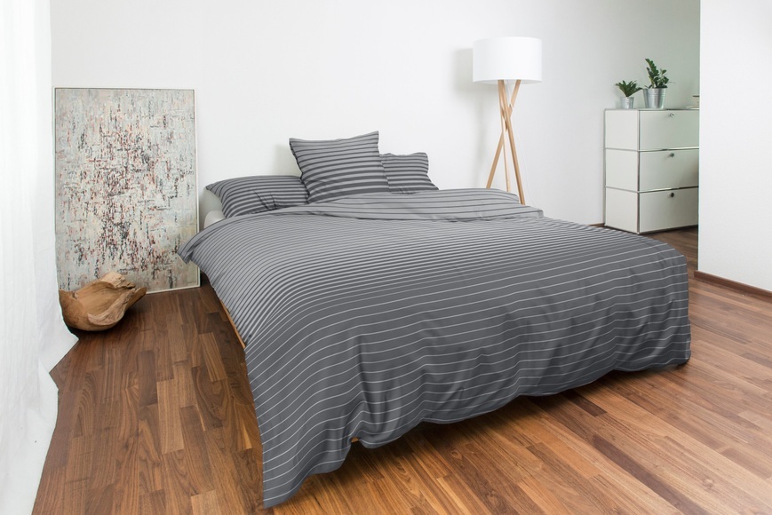 Bettwäsche Satin mit eleganten Streifen, anthrazit