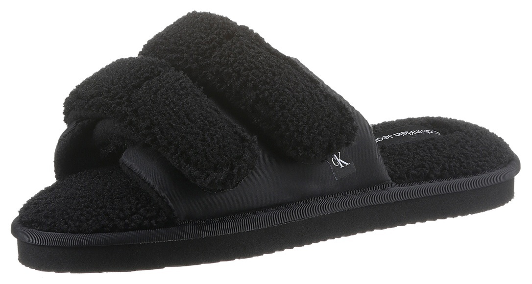 Calvin Klein Jeans Pantoffel »HOME SLIDE VELCRO SHEARLING«, in kuscheliger Optik