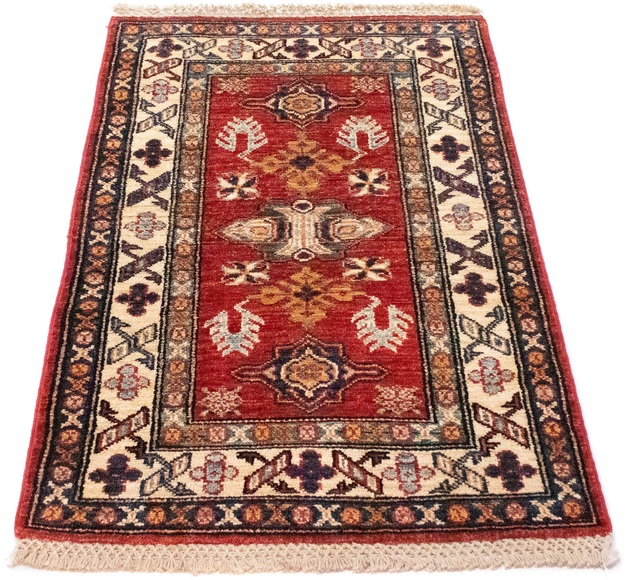 morgenland Wollteppich »Kazak Teppich handgeknüpft rot«, rechteckig, 6 mm Höhe