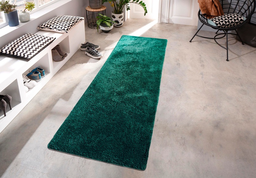 LeGer Home by Lena Gercke Hochflor-Läufer »Lucia«, rechteckig, 30 mm Höhe, Teppich-Läufer, Teppichläufer, Brücke, weiche Haptik, kuschelig, einfarbig, ideale Teppiche für Wohnzimmer, Ankleidezimmer, Schlafzimmer & Diele/Flur