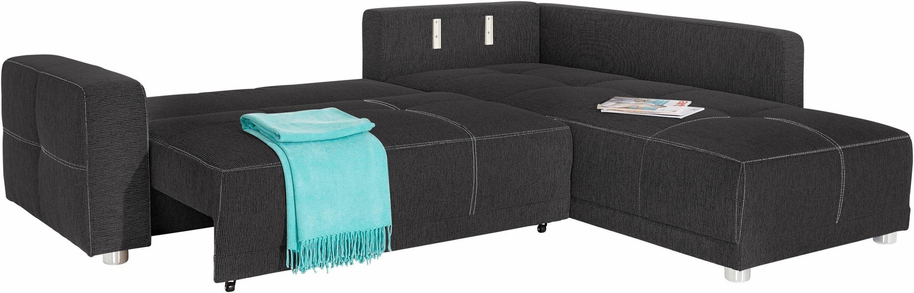 Places of Style Ecksofa, mit Bettfunktion und Bettkasten, wahlweise mit 1 oder 3 Kopfstützen