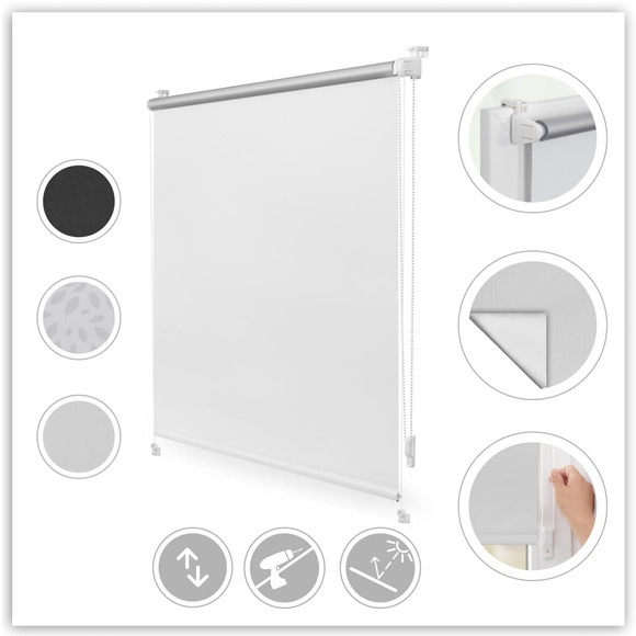 Seitenzugrollo »Verdunkelungsrollo Thermo-Rollo Klemmfix ohne Bohren mit Seitenverspannung Sichtschutz Hitzeschutzrollo«, LICHTBLICK ORIGINAL, verdunkelnd, verspannt, Verdunklungsrollo mit Klemmträger und Silberbeschichtung blickdicht - für Fenst