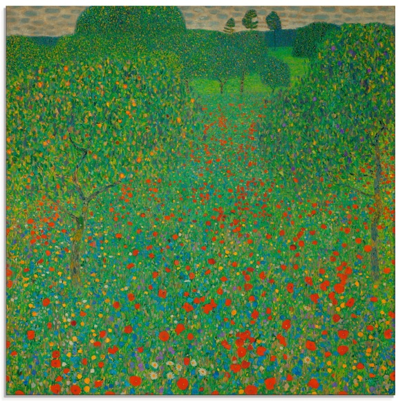 Artland Glasbild »Feld mit Mohn«