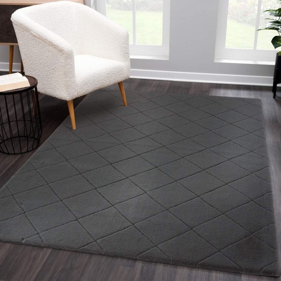 Carpet City Hochflor-Teppich »Moment«, rechteckig, 31 mm Höhe, Modern Einfarbig, 3D-Raute-Optik, Wohnzimmer