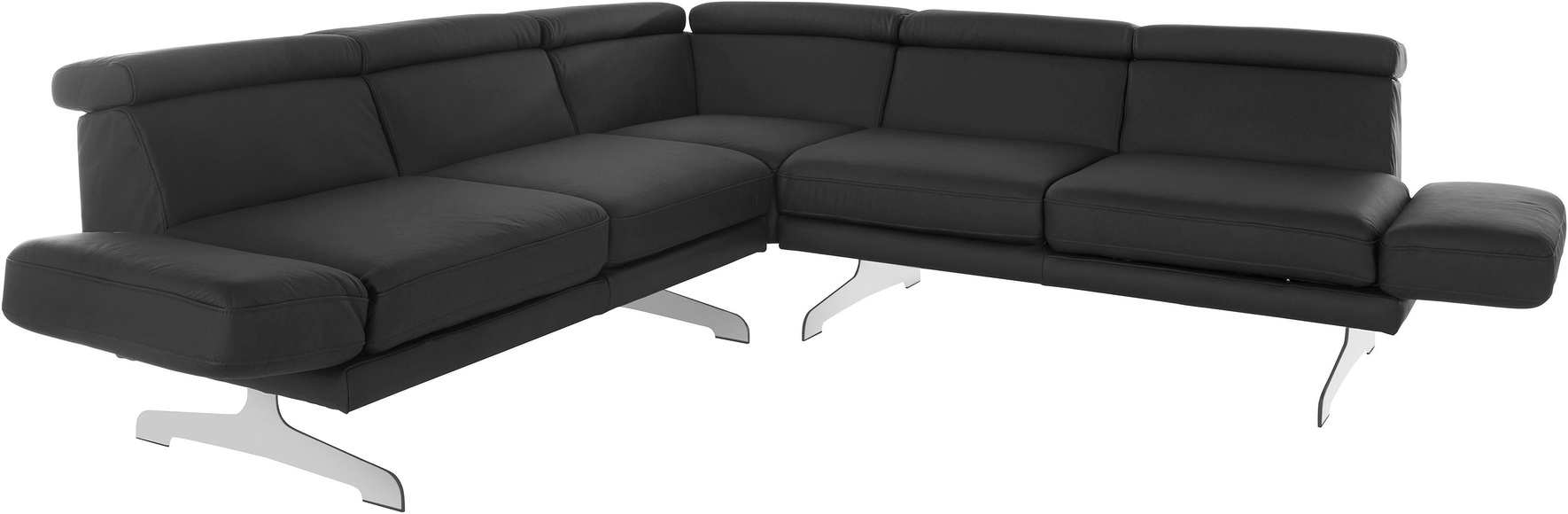 Places of Style Ecksofa »Amantea«, mit Fussablage, Arm-, Kopf- und Rückenverstellung, wahlweise mit 2 Drehsitzen - so wird der äussere Sitz zum Sofa