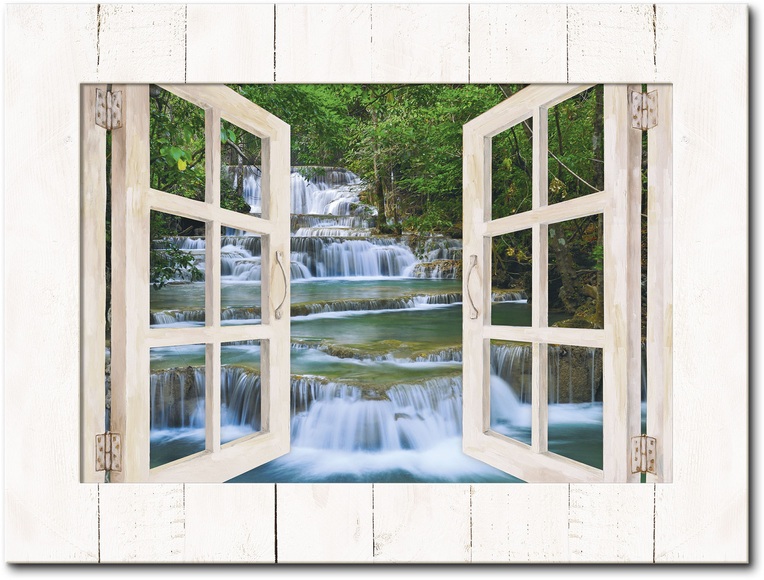 Artland Wandbild »Tiefen Wald Wasserfall -Thailand«, Fensterblick, (1 St.)
