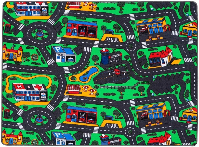 Primaflor-Ideen in Textil Kinderteppich »CITY«, rechteckig, 5 mm Höhe, Strassen-Spiel-Teppich, Strassenbreite ca. 9 cm, Kinderzimmer