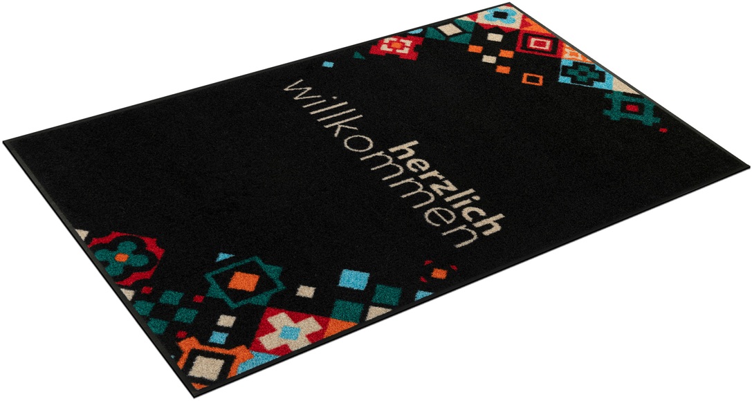 wash+dry by Kleen-Tex Teppich »Willkommen Mosaik bunt«, rechteckig, 7 mm Höhe