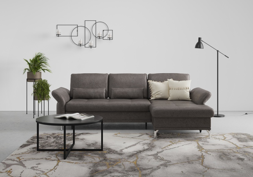 INOSIGN Ecksofa »Palm Beach«, Federkern, mit Sitztiefenverstellung, wahlweise mit Bettfunktion, Bettkasten und Armteilverstellung