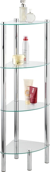 Wenko - Eckregal Yago mit 4 Glasablagen - Chrom und Transparent