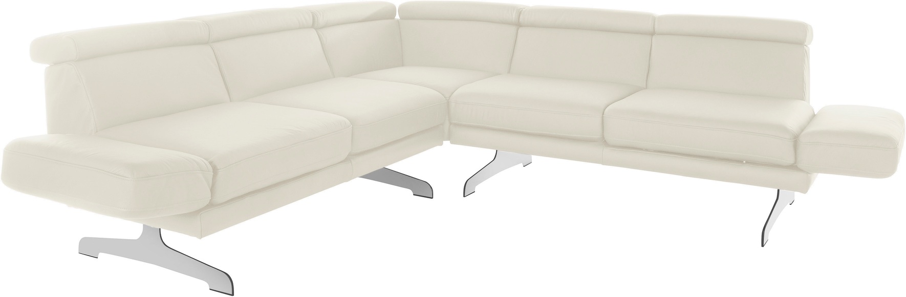 Places of Style Ecksofa »Amantea«, mit Fussablage, Arm-, Kopf- und Rückenverstellung, wahlweise mit 2 Drehsitzen - so wird der äussere Sitz zum Sofa