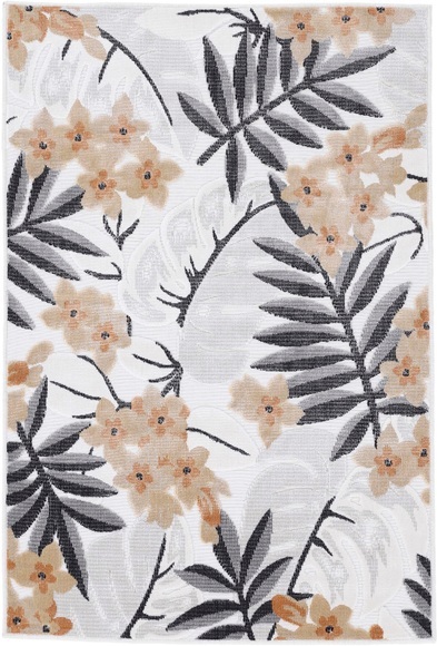 carpetfine Teppich »Deja 102«, rechteckig, 4 mm Höhe, robustes Flachgewebe, Motiv- Floral Palmenblätter, Hoch-Tief Effekt, In- und Outdoor geeignet, Wetterfest und UV-beständig für Balkon, Terrasse, Garten, Aussenbereich,Wohnzimmer, Schlafzimme