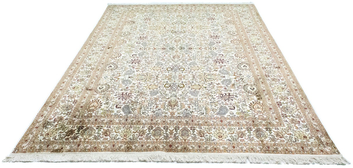 morgenland Teppich »Kaschmir Seide Teppich handgeknüpft beige«, rechteckig, 8 mm Höhe