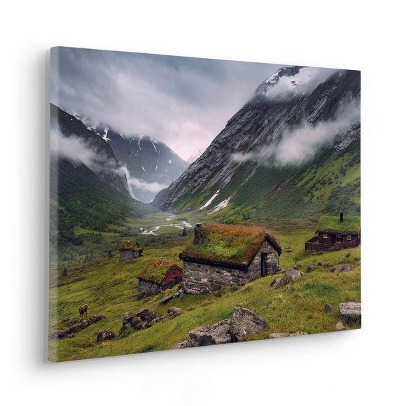 Komar Leinwandbild »Keilrahmenbild - Moody Mountains - Grösse 60 x 40 cm«, Baum-Blätter-Natur-Berge-Foto-Landschaft, (Packung, 1 St.), Deutsches Qualitätsvlies (155 g/m²)