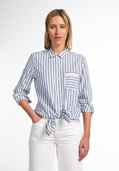 ETERNA LANGARM BLUSE MODERN CLASSIC UPCYCLING SHIRT OXFORD BLAU/ROSA