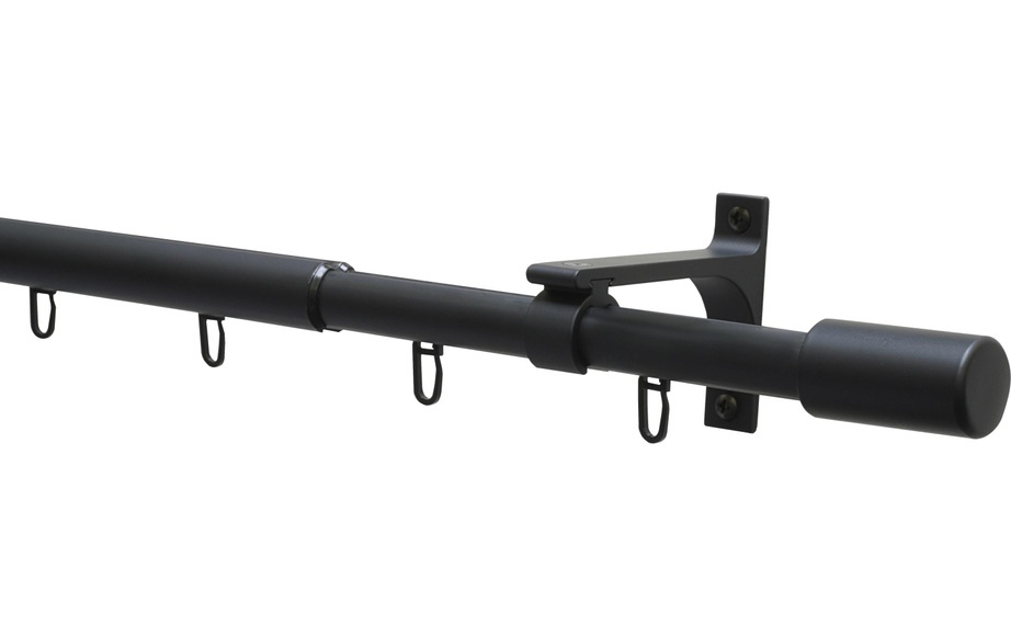 Gardinia Vorhangstange Set Thasos 190-360 cm, Schwarz-matt