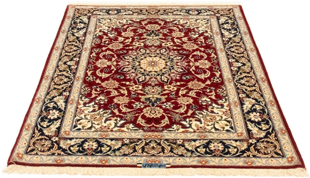 morgenland Teppich »Isfahan Teppich handgeknüpft rot«, rechteckig, 7 mm Höhe, handgeknüpft