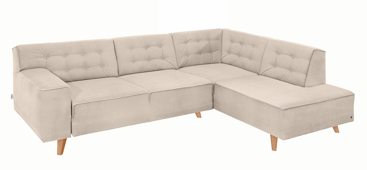 TOM TAILOR Ecksofa »NORDIC CHIC«, mit Ottomane, wahlweise mit Sitzvorzug, Füsse Buche natur