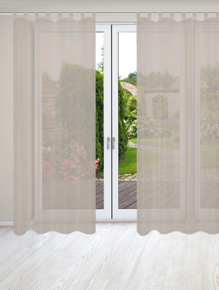 HOME WOHNIDEEN Vorhang »NESSI 2er Pack«, (2 St.), Uni, Voile, transparent, Schlaufen inkl. Zugband, 2er Pack