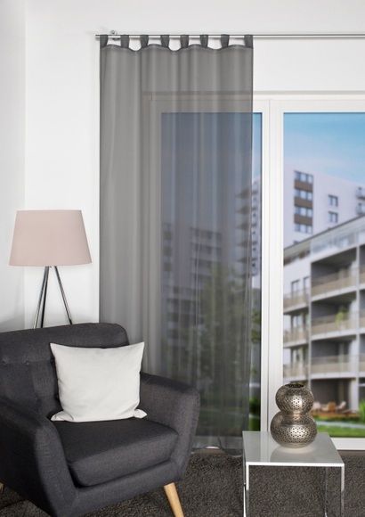 HOME WOHNIDEEN Vorhang »NESSI«, (1 St.), Uni, Voile, transparent, Schlaufen inkl. Zugband