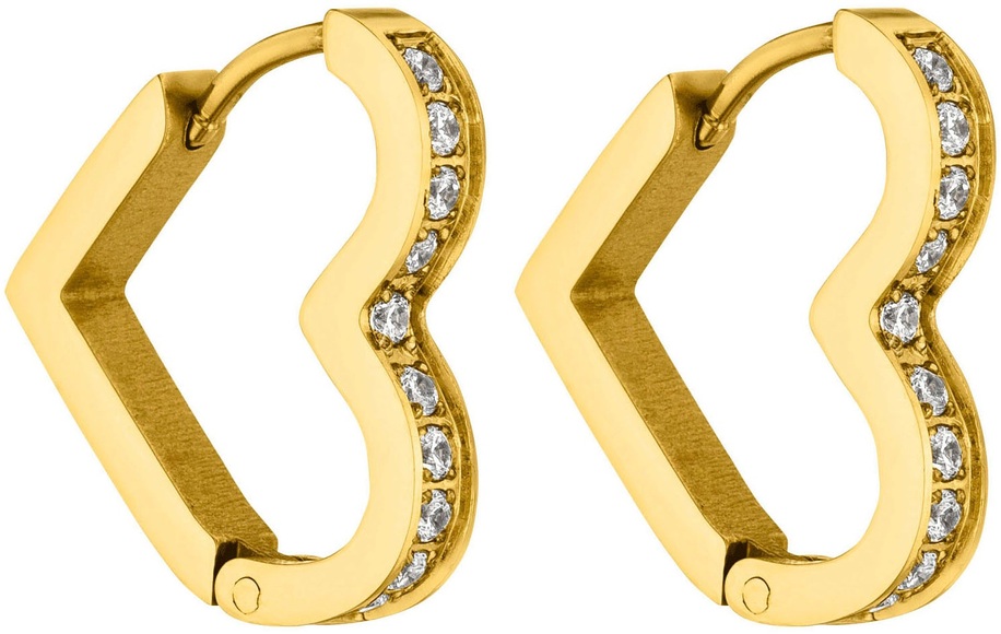 Purelei Paar Creolen »Schmuck Geschenk Glitter Heart Herz Ohrringe, 2203«, mit Zirkonia (synth.)