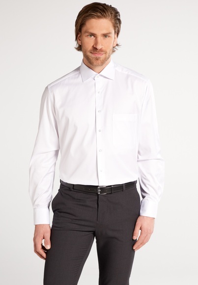 ETERNA LANGARM HEMD COMFORT FIT COVER SHIRT TWILL WEISS UNIFARBEN