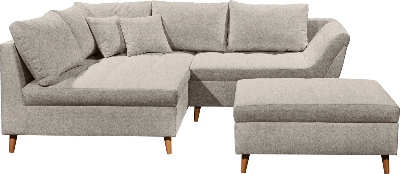 ED EXCITING DESIGN Ecksofa »Split L-Form«, (Set, Ecksofa mit Hocker), frei im Raum stellbar, inkl. 7 Kissen