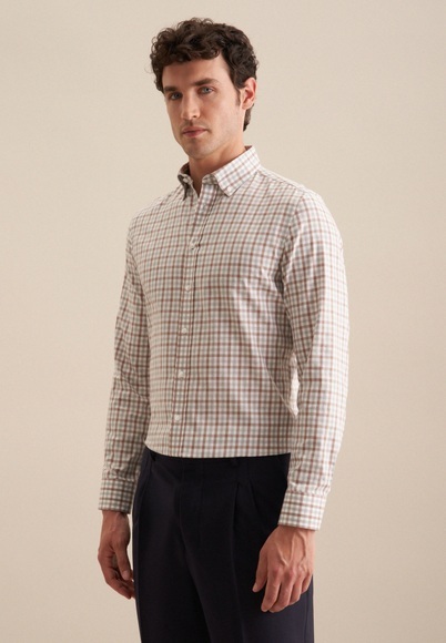seidensticker Flanellhemd »Regular«, Regular Langarm Button-Down-Kragen Karo
