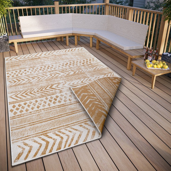 NORTHRUGS Teppich »BIRI Wendeteppich«, rechteckig, In- und Outdoor geeignet, im Boho Stil, Flachgewebe