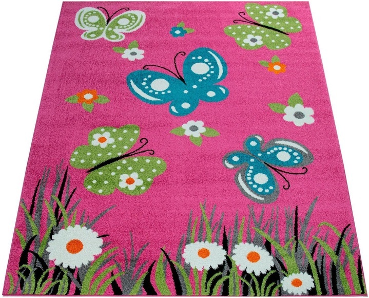 Paco Home Kinderteppich »Alma 940«, rechteckig, 14 mm Höhe, Kurzflor, Kinder Design, Motiv Schmetterlinge, Kinderzimmer