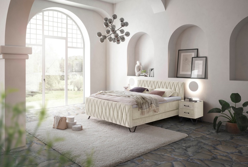 ED EXCITING DESIGN Boxspringbett »Marsala«, Duo-Matratze - harte Kokosmatte, weiche Filzabdeckung