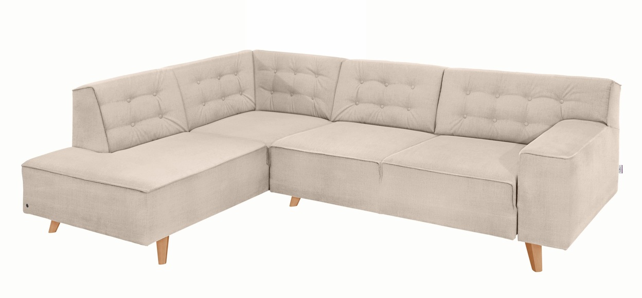 TOM TAILOR Ecksofa »NORDIC CHIC«, mit Ottomane, wahlweise mit Sitzvorzug, Füsse Buche natur