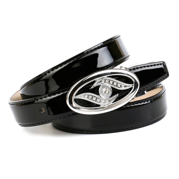 Anthoni Crown Fashion Lackledergürtel mit silberfarbener Schmuck-Schliesse