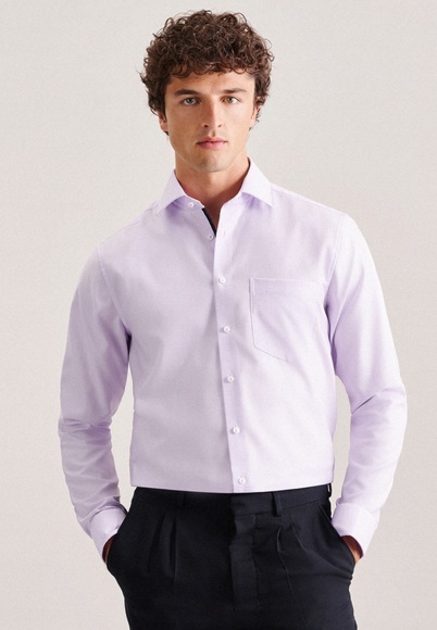 Business Hemd Regular Fit Langarm Uni Herren Flieder 48